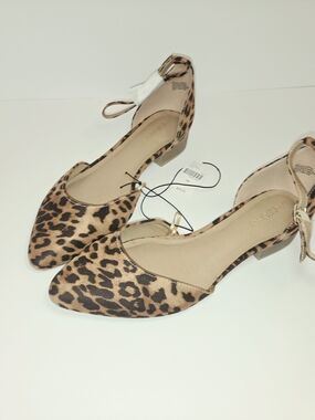Leopard Print Lane Bryant Ankle Strap Flats - Women's Size 9 Wide